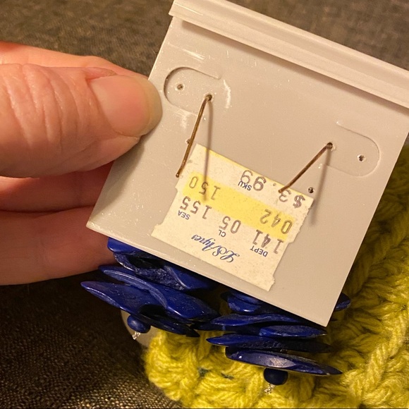 🌸4 for $20 dangly deep blue modern art earrings - Picture 6 of 6